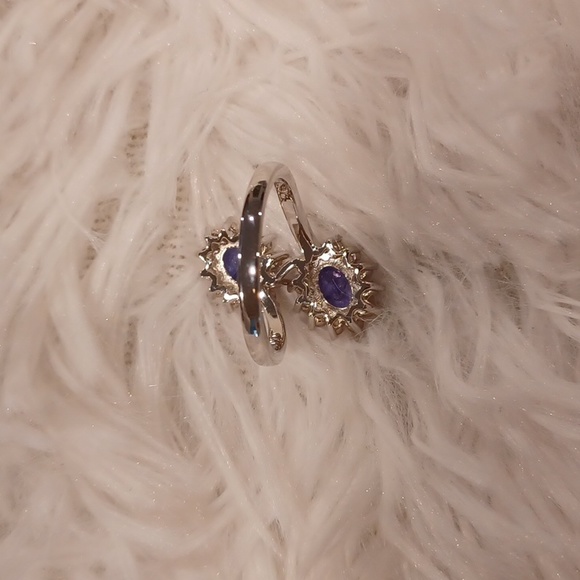 Colleen Lopez Tanzanite and White Zircon By Pass Ring NEW - Picture 6 of 7